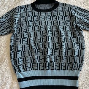 Black & light blue monogram Sweater.